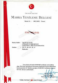 Detess Marka Tescil Belgesi