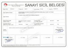 Detess Sanayi Sicil Belgesi